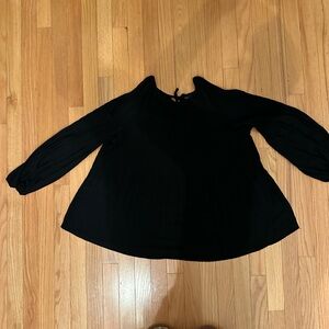 Bobeau - Elegant Black crinkle Women's Top with peekaboo shoulders. Size S